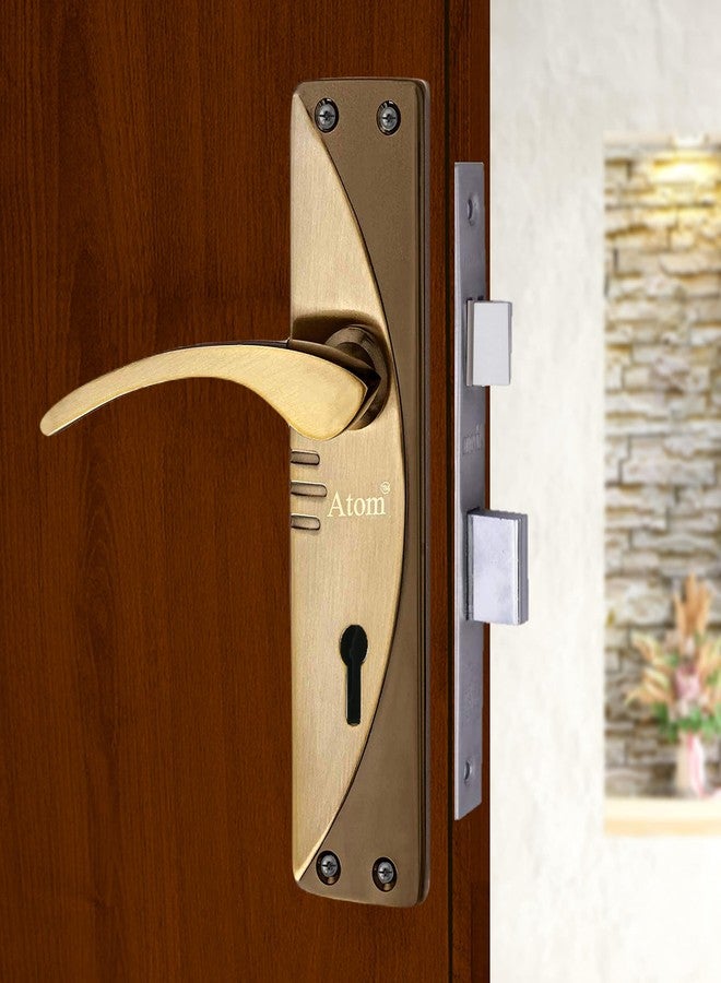 Atom Heavy Duty Mortise Door Lock for Bedroom, Living Room, Main Door, Black Gold Finish | 3 Keys | 6 Lever Double Stage Lockset for House Hotel Office(1003KY) - Image 2